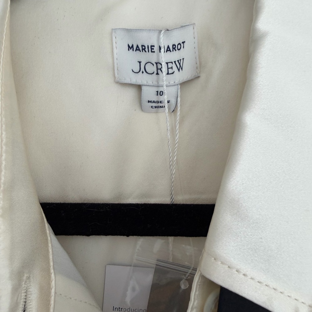 J. Crew Ivory Sleeveless Blouse with Black Tie - Picture 2 of 4